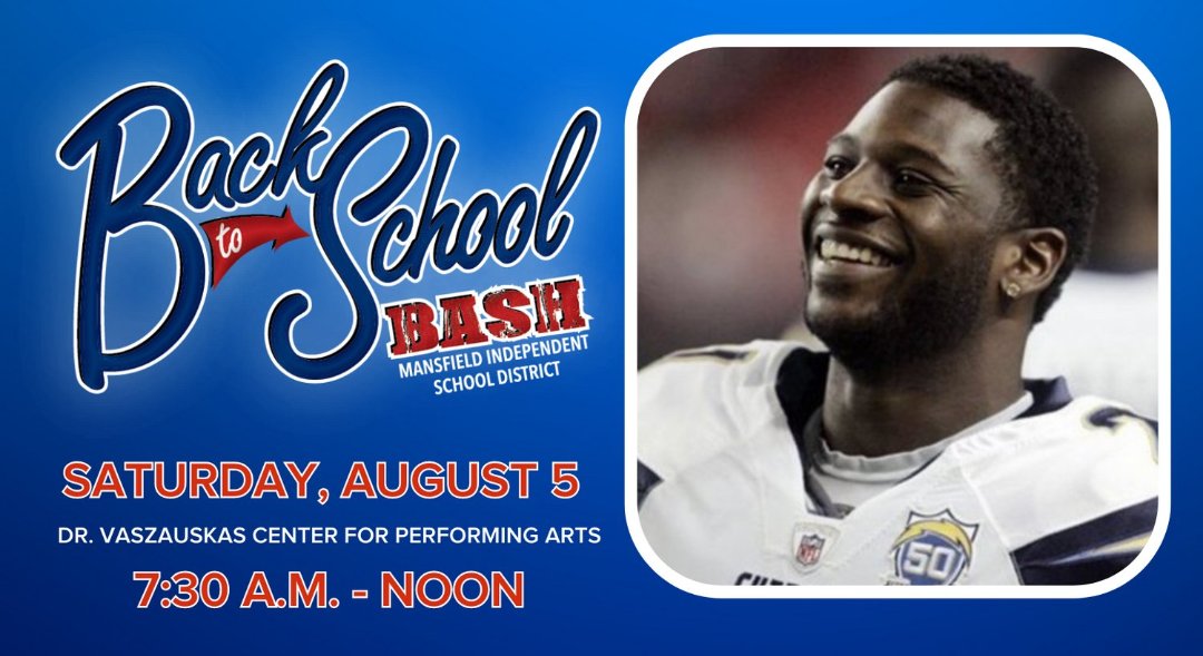 🎉We can’t keep it a secret any more!🎉

LaDainian “LT” Tomlinson will be volunteering at our annual Back-to-School Bash tomorrow! Attend our event to pick up free supplies and you might see a former pro NFL player while you’re at it. 

Event details at mansfieldisd.org/bash23.