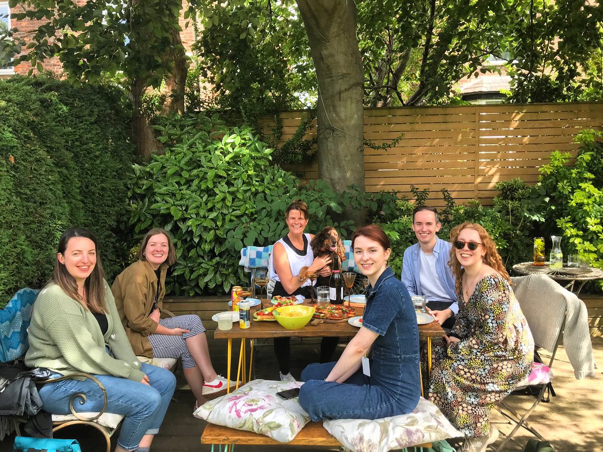 Manchester office pizza at mine! And the sun even came out! 🙌🥂