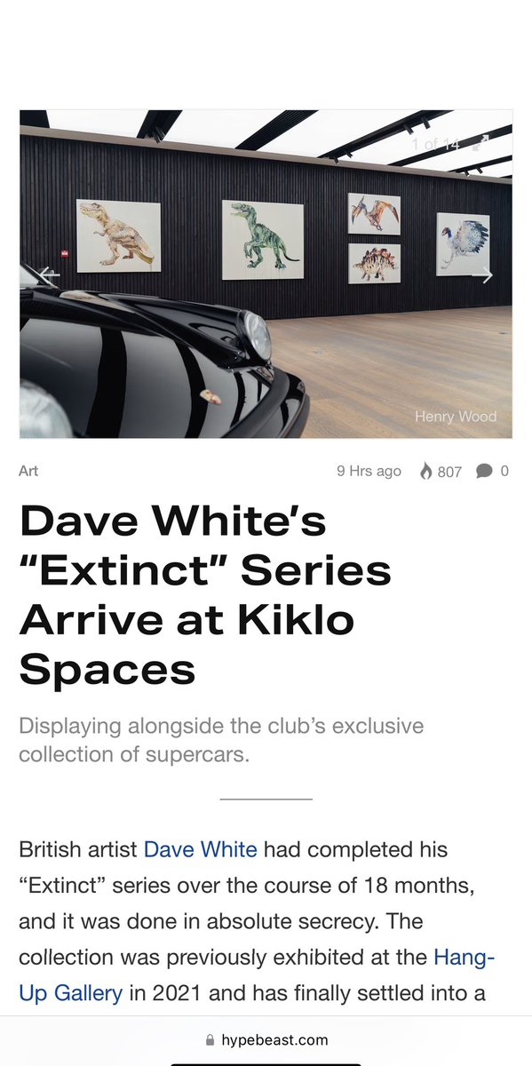 Big thanks to <a href="/HYPEBEAST/">HYPEBEAST</a> for the feature on the Extinct Exhibition <a href="/LoughranGallery/">Loughran Gallery</a> ..link in bio to read. Happy weekend folks and GN from here!
