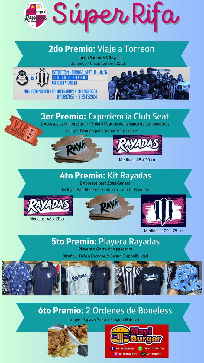 Luz_mBeltran's tweet photo. Los invitamos a participar en la rifa que esta organizando @4everRayadas, los premios están padrisimos, anímense!!

El costo es de $120 y se sortearan una vez estén vendidos todos y conforme a la lotería nacional.

Cualquier duda estoy via DM o Telegram @Lu_Mb8

Mucha Suerte!!! https://t.co/q5BpRu6ydi