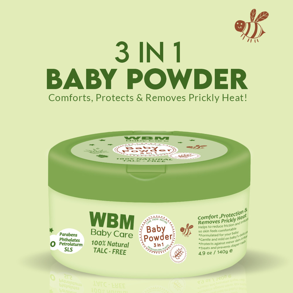 WBMBabyCare's tweet photo. WBM Baby Care 3-in-1 Baby Powder is the perfect solution if your baby is suffering from prickly heat. It is made with natural ingredients that absorb moisture and prevent skin irritation. It's talc-free.

Shop Now: https://t.co/bRpFdSlLBV https://t.co/NRXBCqHvUm