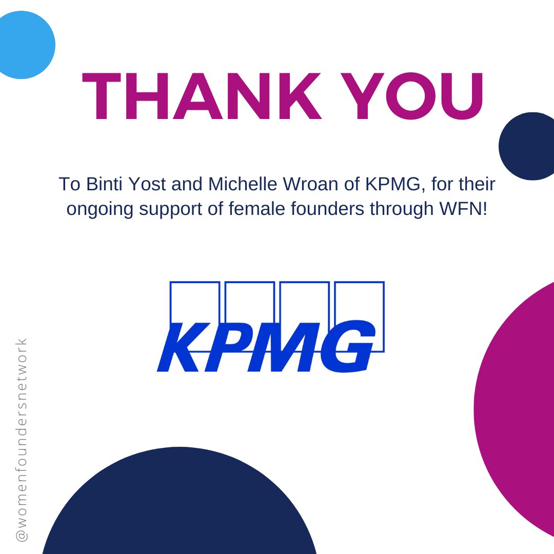 Huge thanks to <a href="/kpmg/">KPMG</a> and Michelle Wroan &amp; Binti Yost for their generous, ongoing support of female founders through Women Founders Network! ✨

#femalefounder #femaleentrepreneur #womanfounder #womanentrepreneur #entrepreneur #founder #sponsor #supportingwomen #gratitude
