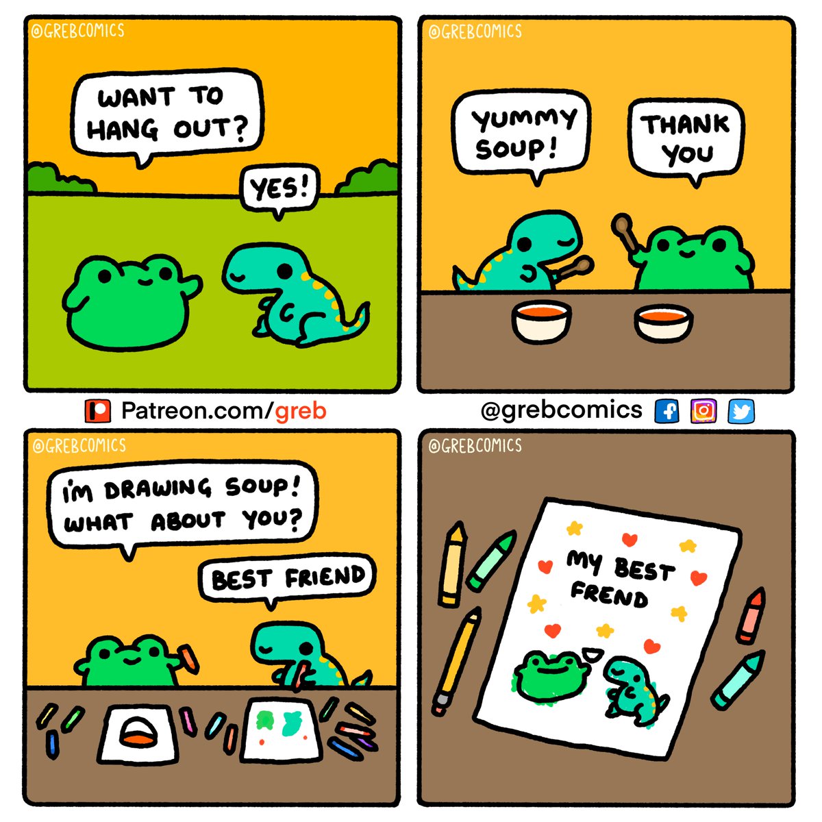 baby dino and soup frog hang out 🐸🦕