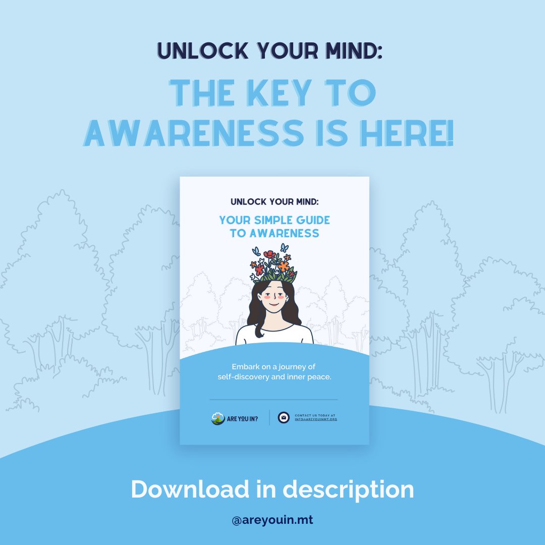 AreYouInMT's tweet image. Our new guide, 'Unlock Your Mind: Your Simple Guide to Awareness', is your key to awarenss! 🗝️

Don't miss this chance to unlock a new level of self-discovery! 

Download it at bit.ly/3q6L9Kq 

#UnlockYourMind #AwarenessJourney #FreeGuide