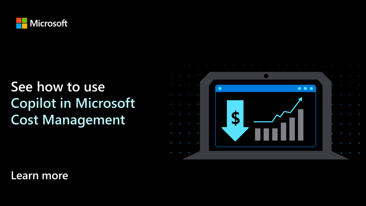 Azure's tweet photo. 📊 Recognize spend patterns
💲 Set budgets
📈 Identify spend anomalies

Discover opportunities for cost optimization using AI with Copilot in Microsoft Cost Management: https://t.co/viRlojYgxG https://t.co/QrGbgAn2Le