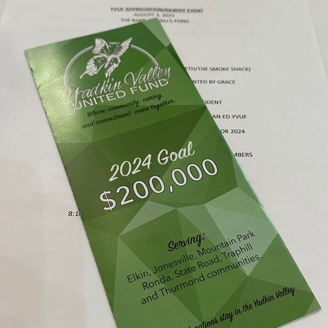 We had a great time last night at the Yadkin Valley United Fund Kickoff Event! 

Check out the Yadkin Valley United Fund here: bit.ly/3Ykmkr0

#kickoff #appreciation #event #yadkinvalley #yadkinvalleyunitedfund #YVUF #cubecreativedesign #marketing #digitalmarketing