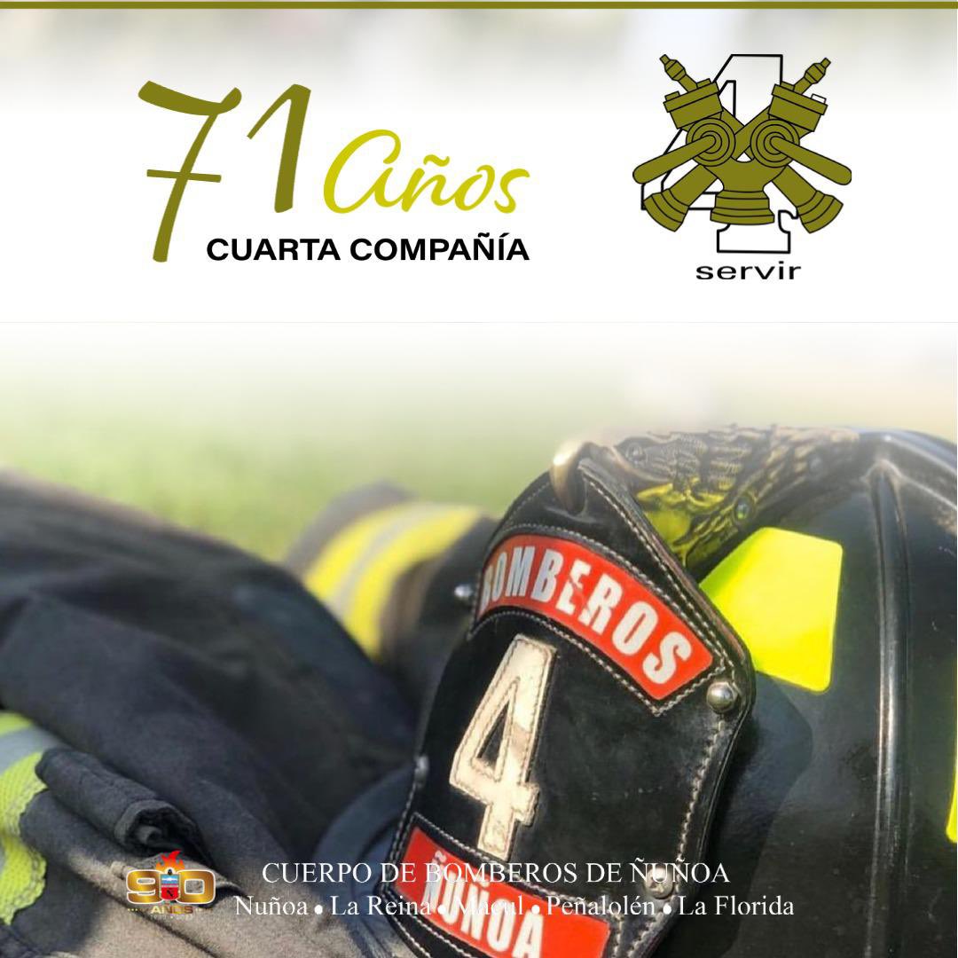 BomberosNunoa's tweet photo. Enviamos un afectuoso saludo a cada integrante de la @cuartacompania quienes celebran un año más desde su fundación. 
¡Felices 71 años! 
¡Feliz aniversario https://t.co/b6NnIc6Mdk