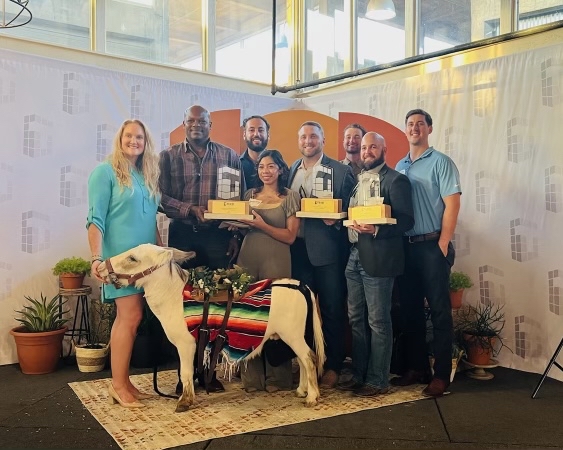 BuildANDRES's tweet photo. The cleanup at last nights @texotheconstructionassociation was pretty sweet. Check out a few pictures of our employee-owners posing with the 🏆🏆🏆! https://t.co/ldCM64YC9y