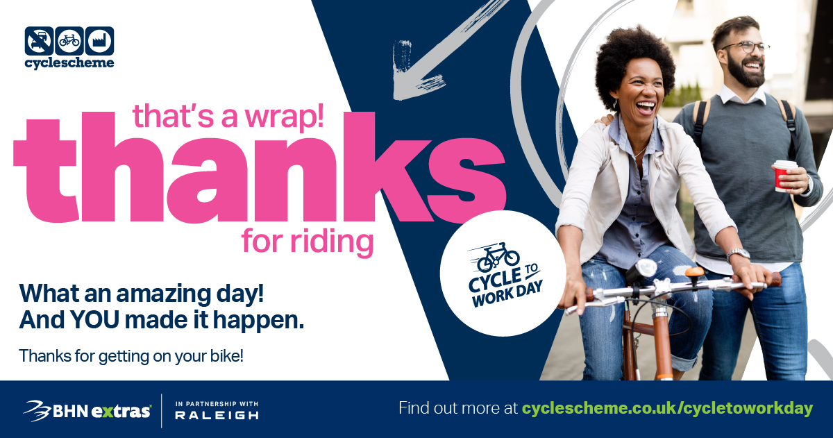 THANK YOU 👏 👏 👏 A huge thanks to everyone who took part in #cycletoworkday 2023 yesterday! Entered our prize draws? Keep an eye on your inboxes next week as we announce our winners 👀