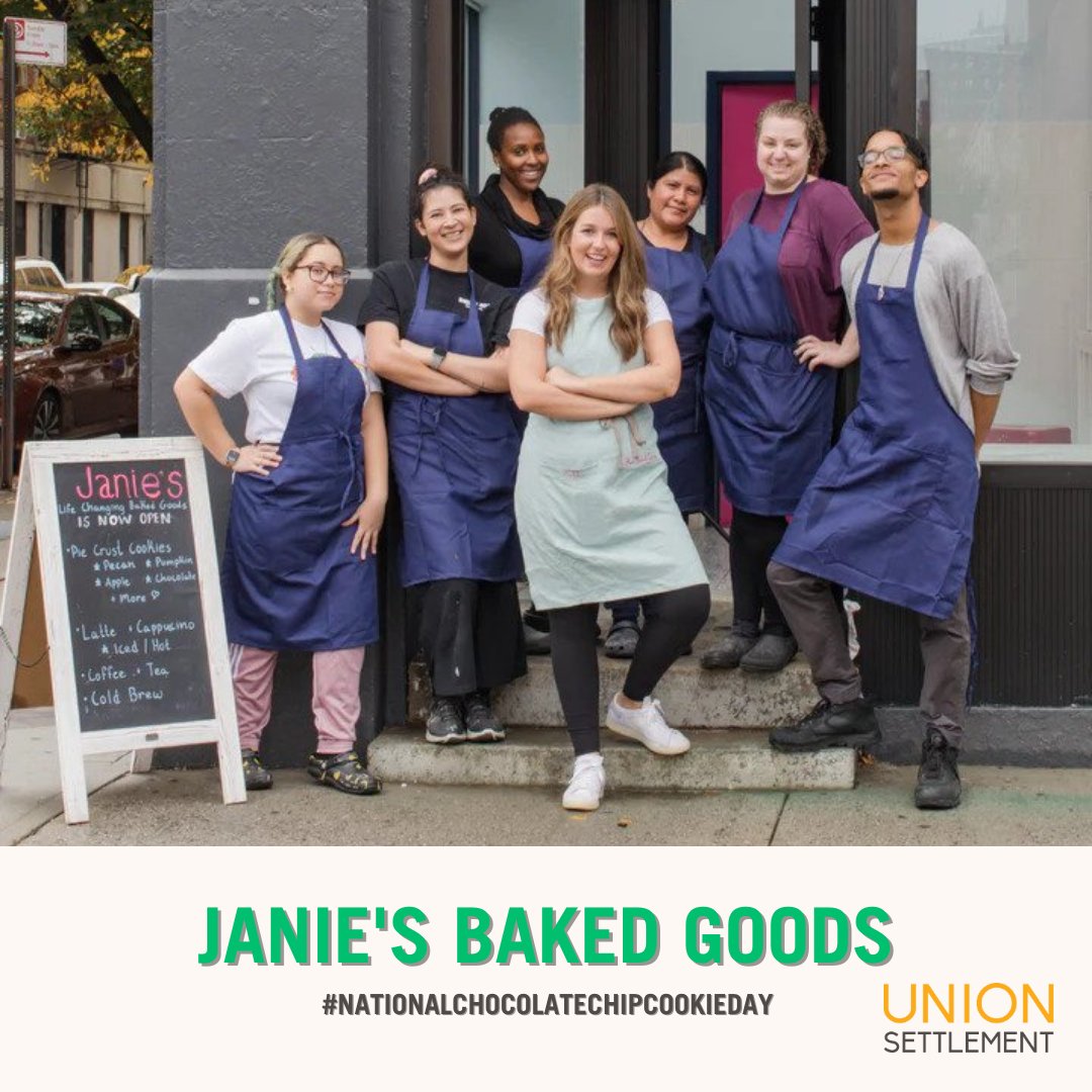 unionsettlement's tweet photo. Happy #NationalChocolateChipCookieDay! Today, we celebrate one of our small businesses, Janie's Baked Goods. Janie's Baked Goods, best known as the inventor of the "Pie Crust Cookie", brings mouthwatering treats that bring joy to every bite. 
#buylocal https://t.co/CHJaWbh2xq