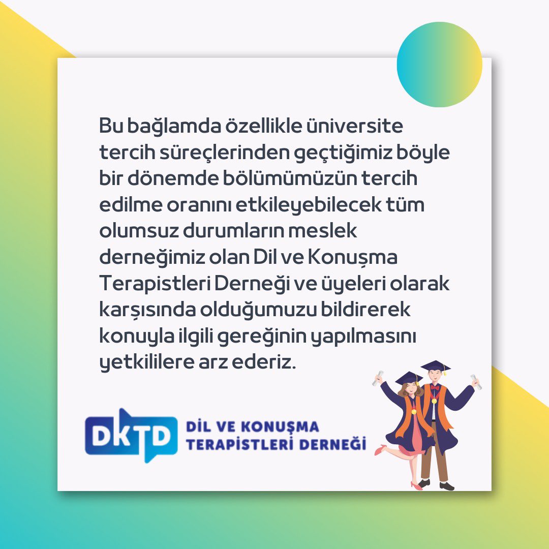 Dil ve Konuşma Terapistleri Mağdur Ediliyor

#DKTlermagdurediliyor
<a href="/tcmeb/">Millî Eğitim Bakanlığı</a> <a href="/saglikbakanligi/">T.C. Sağlık Bakanlığı</a> <a href="/drfahrettinkoca/">Dr. Fahrettin Koca</a> @saglikhizmetgm <a href="/Yusuf__Tekin/">Yusuf Tekin</a>
<a href="/tcbestepe/">T.C. Cumhurbaşkanlığı</a> <a href="/iletisim/">T.C. İletişim Başkanlığı</a> <a href="/erolozvar/">Erol Özvar</a> <a href="/DernekDkt/">Dil ve Konuşma Terapistleri Derneği</a> @tolgatolunay