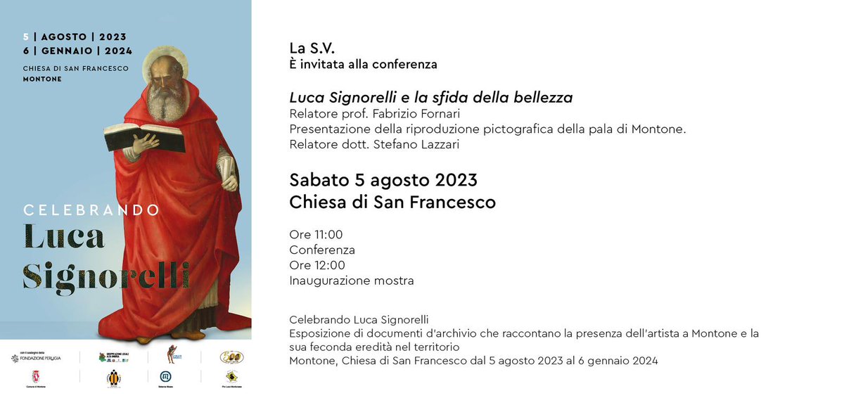 pictografia's tweet photo. La Bottega Tifernate vi invita al convegno su "𝙇𝙪𝙘𝙖 𝙎𝙞𝙜𝙣𝙤𝙧𝙚𝙡𝙡𝙞 𝙚 𝙡𝙖 𝙨𝙛𝙞𝙙𝙖 𝙙𝙚𝙡𝙡𝙖 𝙗𝙚𝙡𝙡𝙚𝙯𝙯𝙖".
L'appuntamento è per le ore 11:00 di Sabato 5 Agosto presso la Chiesa di San Francesco a Montone (Pg). https://t.co/m2j5Zxcbyy