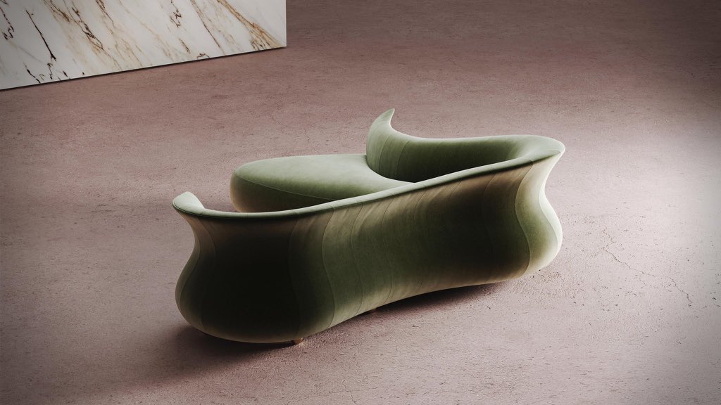 designdocument's tweet photo. "Amphora Corner" Wavy Sofa by Kestutis Spokas 🥑 https://t.co/nivEbcp5Vi