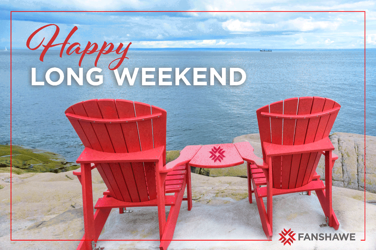 FanshaweIT's tweet photo. It's the long weekend! Time to kick back and relax this Civic Holiday.

Please note Fanshawe will be closed Monday, August 7, and reopen Tuesday, August 8.

#FanshaweCollege https://t.co/ZP02mqSOoi