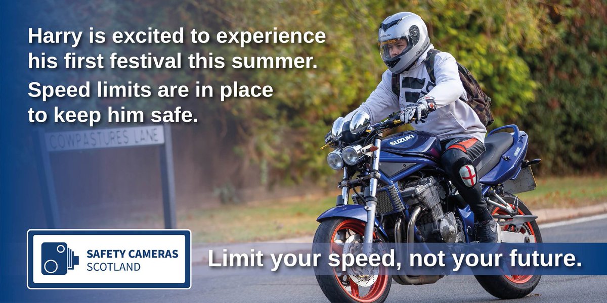 PSOSStirling's tweet image. Motorcyclists are especially vulnerable and exposed when speeding and at risk of serious injury. By staying within the speed limit you can react to unexpected hazards on the road. 
#KnowYourLimits