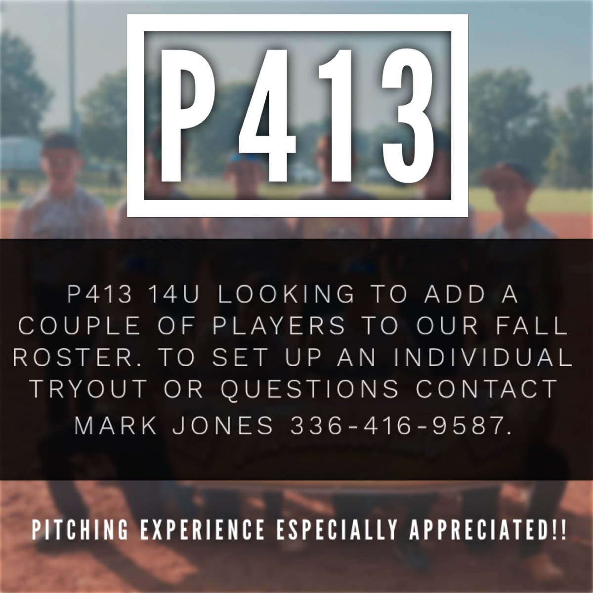 Call for an individual tryout. <a href="/SteveRidenhour/">Steve Ridenhour</a> <a href="/MarkJones58/">Mark Jones</a> <a href="/toniamcornett/">Tonia Cornett</a> <a href="/MattTullock15/">Matt Tullock</a>