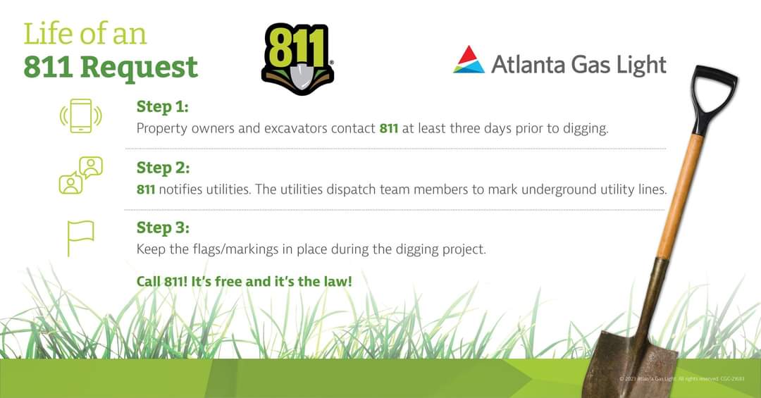 henry_plumbing's tweet image. Protect your home and your neighbors by following #safedigging guidelines and calling 811.

#NaturalGas #GasLines
#AtlantaGasLight #HenryPlumbingCompany