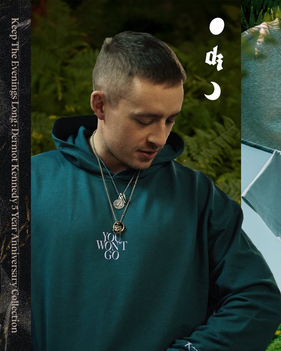 DermotKennedy's tweet photo. The ‘Keep The Evenings Long’ special merch line is now up on my store! This is by far one of my favourite things we got to create and I hope you love it as much as I do 😊

https://t.co/SP1fakCL0y https://t.co/NOjMBvVaQB