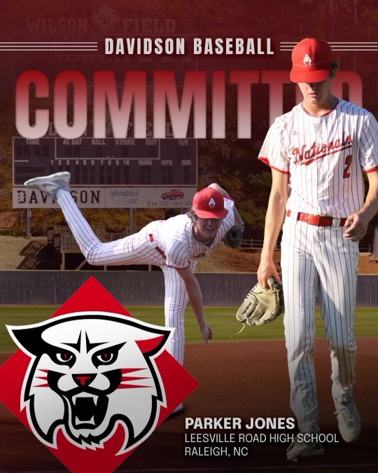parkerjones01's tweet photo. I’m extremely excited and honored to announce my commitment to play Division 1 baseball at Davidson College. I would like to thank my parents, teammates and coaches for helping me reach the next level. Special thanks to @Dheals1735 for believing in me and @BendyStraw__ for the ⛽️ https://t.co/88Vv9BOfz6