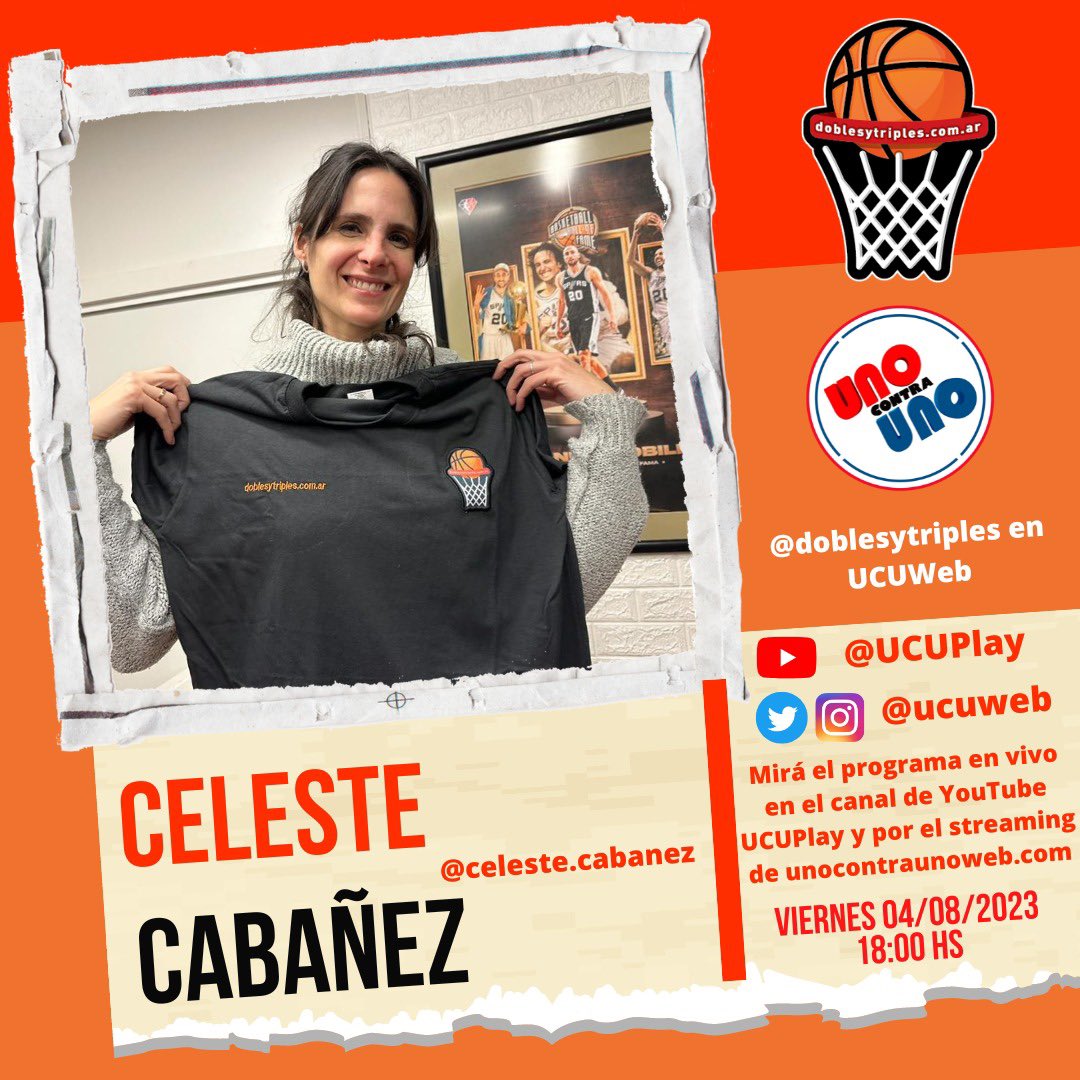 ¡<a href="/doblesytriples/">Dobles y Triples</a> en @ucuweb!
Este viernes 04/08/2023 recibimos la visita de Celeste Cabañez (<a href="/CeleCabanez/">Celeste Cabañez</a>). Mirá el programa en vivo por el streaming de unocontraunoweb.com y en Youtube (#ucuplay); luego lo podés revivir también en Spotify.
#CelesteCabañez <a href="/LFBArgentina/">La Liga Femenina</a>