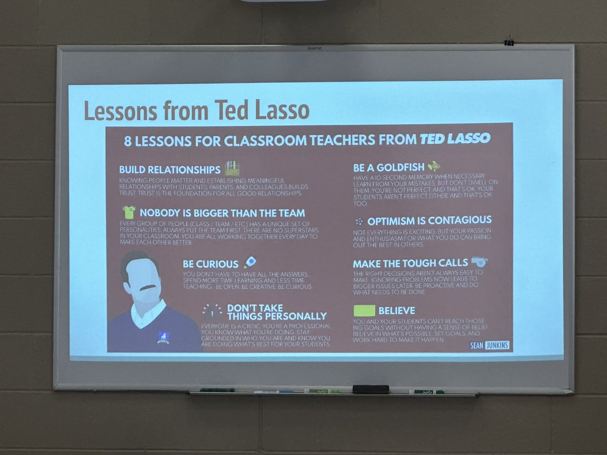 ash14bay11's tweet photo. My lesson for this year!!! Ted Lasso is amazing!  So great for PE class. Let’s get this party started!!!! #Gameon 
#Laststart 
🖤💛🐯 https://t.co/pUUICkTxHQ