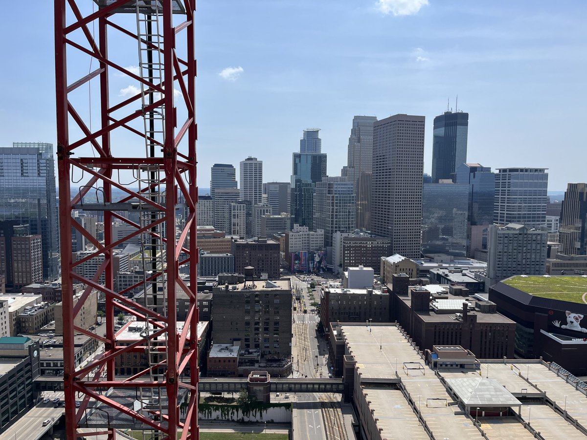 GerhardtAlan's tweet photo. Great tour of North Loop Green Apartments and Office building today. Different perspective of Target Field and downtown from the 35 floor. #@Krausanderson https://t.co/yvqoMihbmI
