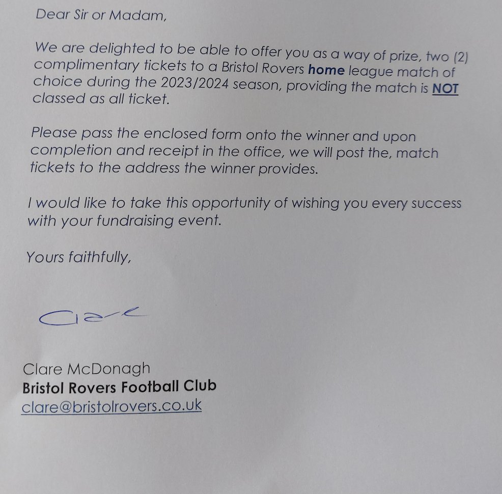 SubsBenchBristl's tweet photo. Less than 24 hours to bid for 2 @Official_BRFC tickets for a home league match for the new season. In aid of @AorticDissectCT Current bid £40 - to beat it email: paulhobbs60@sky.com #bristolrovers @BristolRoversSC https://t.co/loFJjXItgn