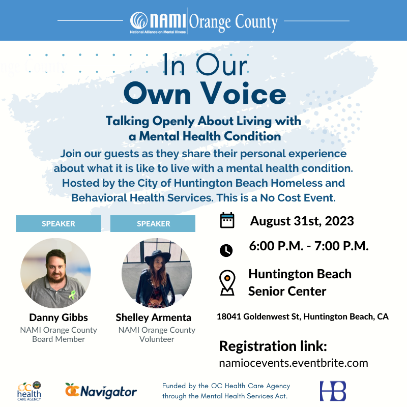 NAMIOC's tweet photo. We have an upcoming In Our Own Voice presentation on August 31st!
Register now on Eventbrite through the link in our bio!
#NAMI #Namiorangecounty #orangecountyca #personal #stories #IOOV #Mentalhealthmatters #notalone #endthestigma #experiences https://t.co/r5suFV4XAN