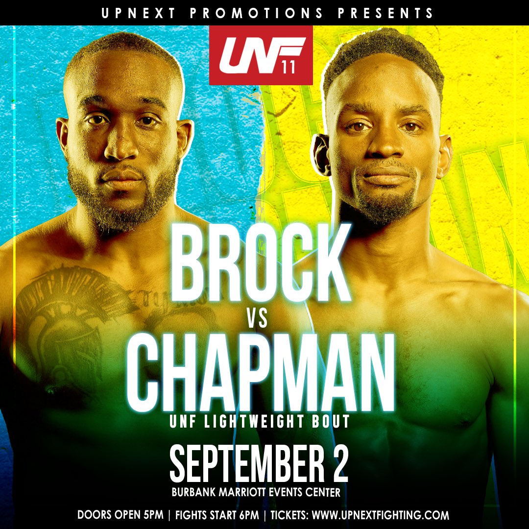 🔥🚒 𝐅𝐈𝐑𝐄 𝐀𝐋𝐀𝐑𝐌: Somebody call 9-1-1 because we’ve got another burner for #UNF11!

<a href="/devonbrock155/">thachamp_</a> 🆚 Derion Chapman

🚨 #UNF11
🗓️ Saturday, Sept. 2
📍 Burbank Marriott Event Center
🎟️ UpNextFighting.com