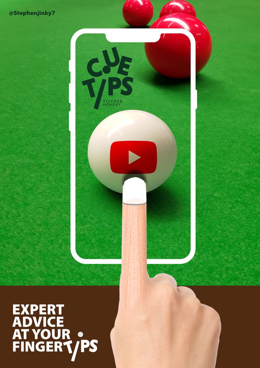 Stephenjinky7's tweet photo. @OneMinuteBriefs 
One Minute Brief of the Day:  Create posters to promote the official #CueTips Youtube channel of seven-time World Snooker champion, Stephen Hendry.
@SHendry775 https://t.co/5jNFKav6IQ