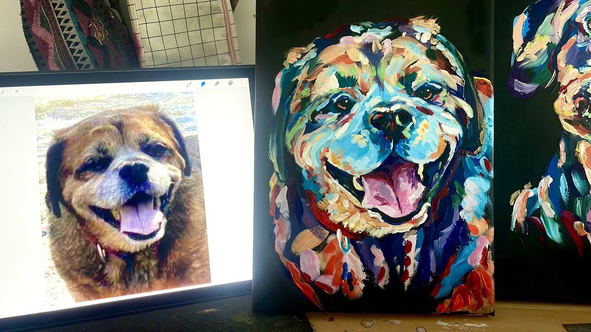 its_zada_'s tweet photo. #petportraits #smallbusinessowner #WomenInBusiness #interiordesign #wallart #wallartforsale #paint #paintdaily #dog #portraits #BestFriend #ArtisticofSociety #tiktok #instaart #illustration #illustragram #artistontwittter #artistsupport #commisionsopen #CommissionedArt #painter https://t.co/DkVuLTbd6t