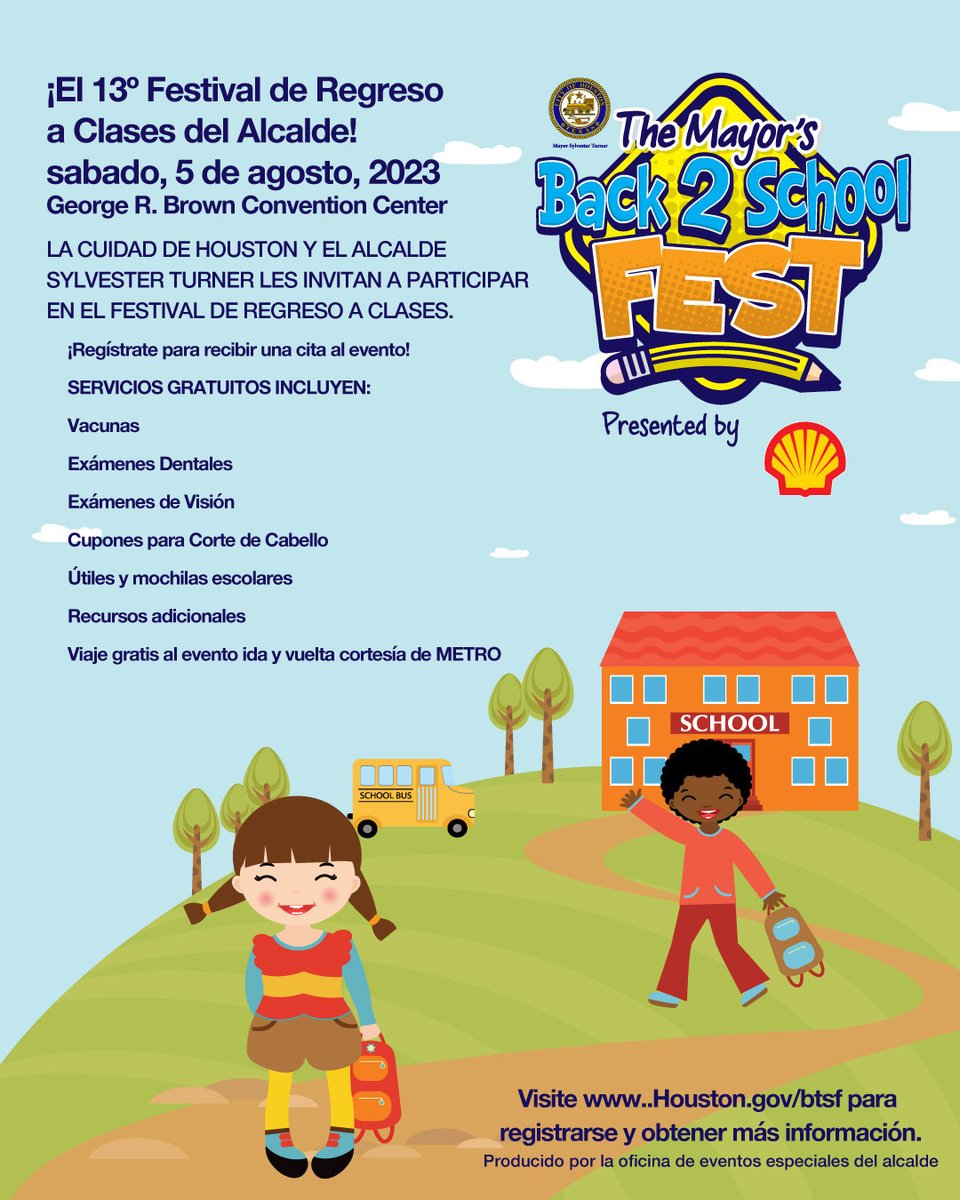 AliefISD's tweet image. Join the City of Houston for the Mayor&apos;s 13th annual Back to School Fest TOMORROW, Saturday, August 5th! Visit houstontx.gov/btsf for registration and more information!