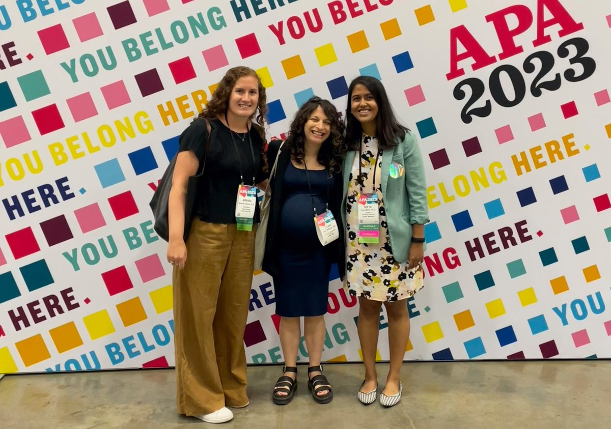 Making it through day 2 at #APA2023 with the Division 1 President and program co-chairs.

Come see us this evening at 6pm for the Div 1 Social in the Archives room at Marriott Marquis. There are rumors about prosecco and cake!
