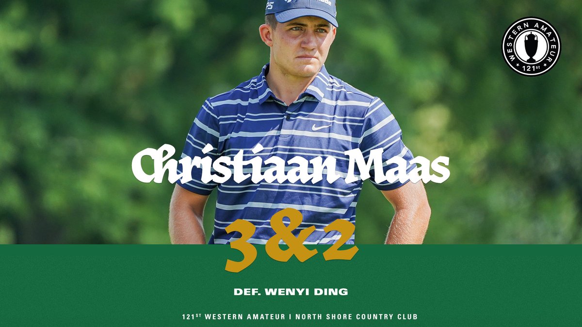 WGAChamps's tweet image. .@christiaanmaas1 is looking to become the latest @TexasMGolf Longhorn 🤘 to win the George R. Thorne Trophy and is through to the quarterfinals of the 2023 #WesternAmateur.