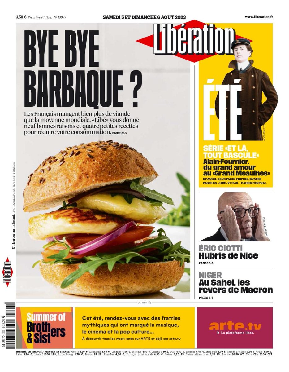 🥩 Bye bye la barbaque ? C'est la une de @Libe ceweek-end Lire : journal.liberation.fr