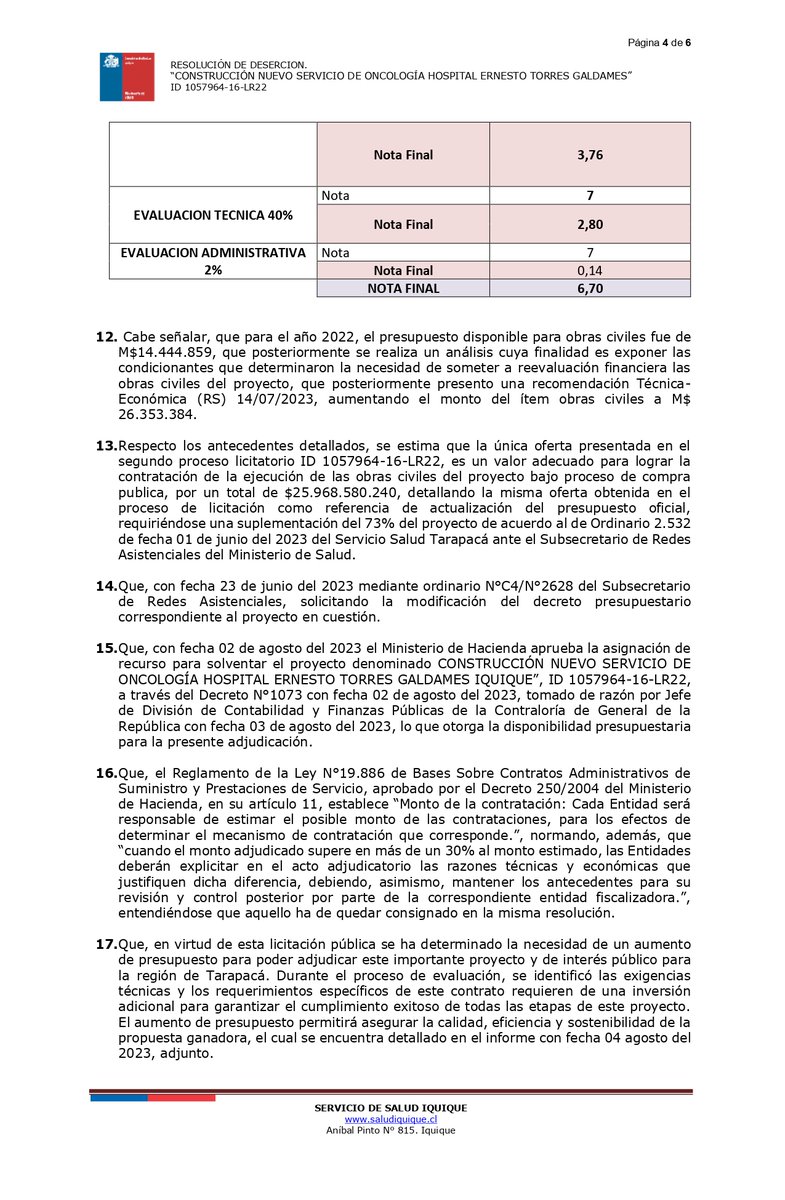 Gran noticia para nuestra región. Después de muchos años de espera por fin hoy se adjudicó el Proyecto del Centro Oncológico de Iquique, tan urgente y necesario. Aprovecho de resaltar y agradecer todo el trabajo ciudadano que hubo detrás de este proyecto y particularmente a la