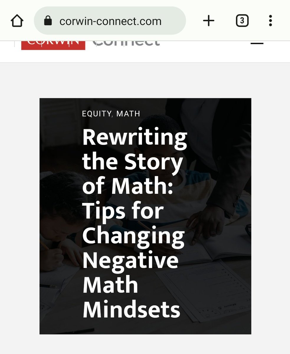 As students return to school there will likely be an uptick in "I'm bad at math" sentiments, both at home &amp; in class.  I've learned it's not usually a request for a debate, but there are things we can do to change the narrative. corwin-connect.com/2023/08/rewrit… 
What else have you tried?