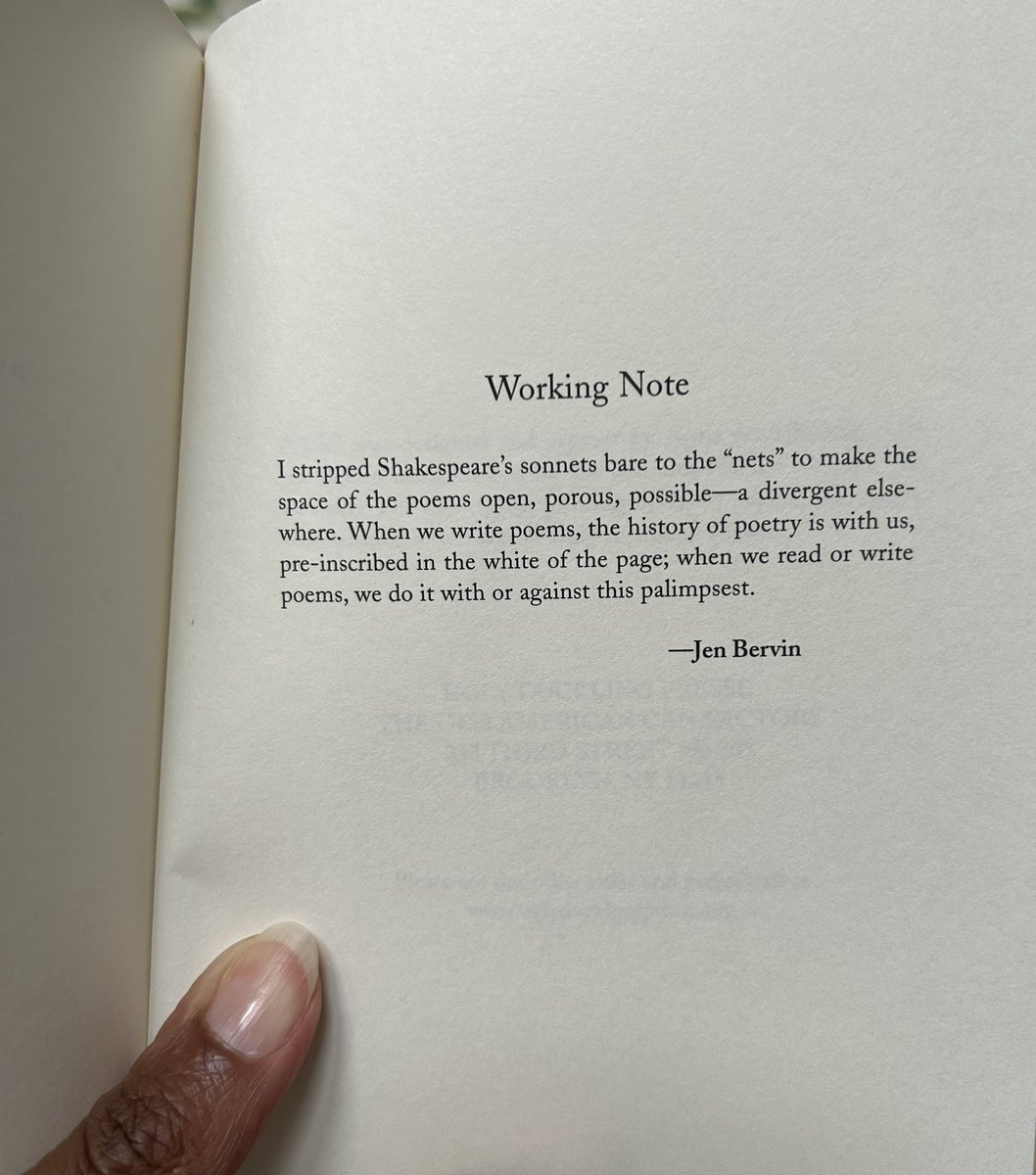 Nic_Sealey's tweet image. 4/31: NETS: The Sonnets of William Shakespeare by Jen Bervin

“In singleness the parts / Strike each in each…”

#TheSealeyChallenge
#TheSealeyChallenge2023

*Traveling this month, so participating as much as my schedule &amp;amp; short stack allows!