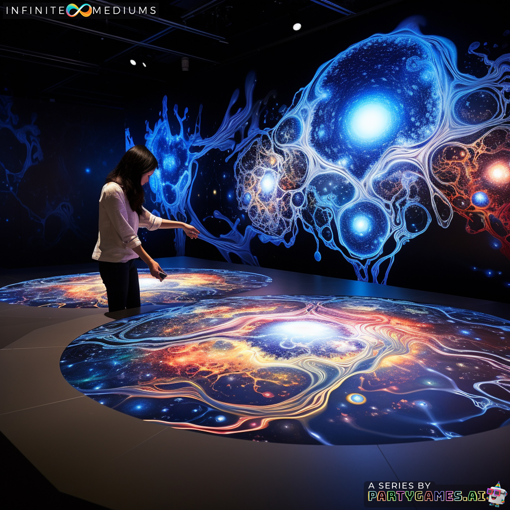 PartyGamesAI's tweet photo. 🎨 Welcome back to "Infinite Mediums" Enter the captivating world of Gravitational Murals, where magnetic and ferrofluid paints dance to form mesmerizing patterns! 🌌🤩 #InfiniteMediums #GravitationalMurals #PartyGamesAI #AIArt #SandboxAI #InteractiveArt https://t.co/NbXVYf6guV