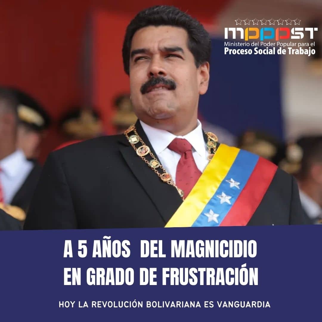 #04Ago || A 5 años del magnicidio en grado de frustración en contra del Presidente <a href="/NicolasMaduro/">Nicolás Maduro</a> seguimos demostrando la firmeza y el coraje de un hombre que no rinde antes las adversidades. 

Hoy, la Revolución Bolivariana, es vanguardia.