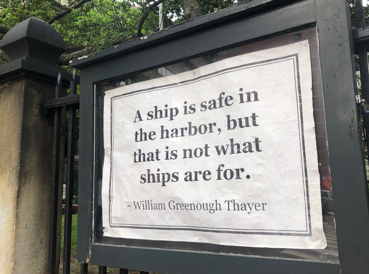 WriterNorm's tweet image. Wise words outside First Parish in Portland ME. Reminds me of Unitarian T. W. Higginson: “The human soul, like any other noble vessel, was not built to be anchored but to sail.” #UUtwitter