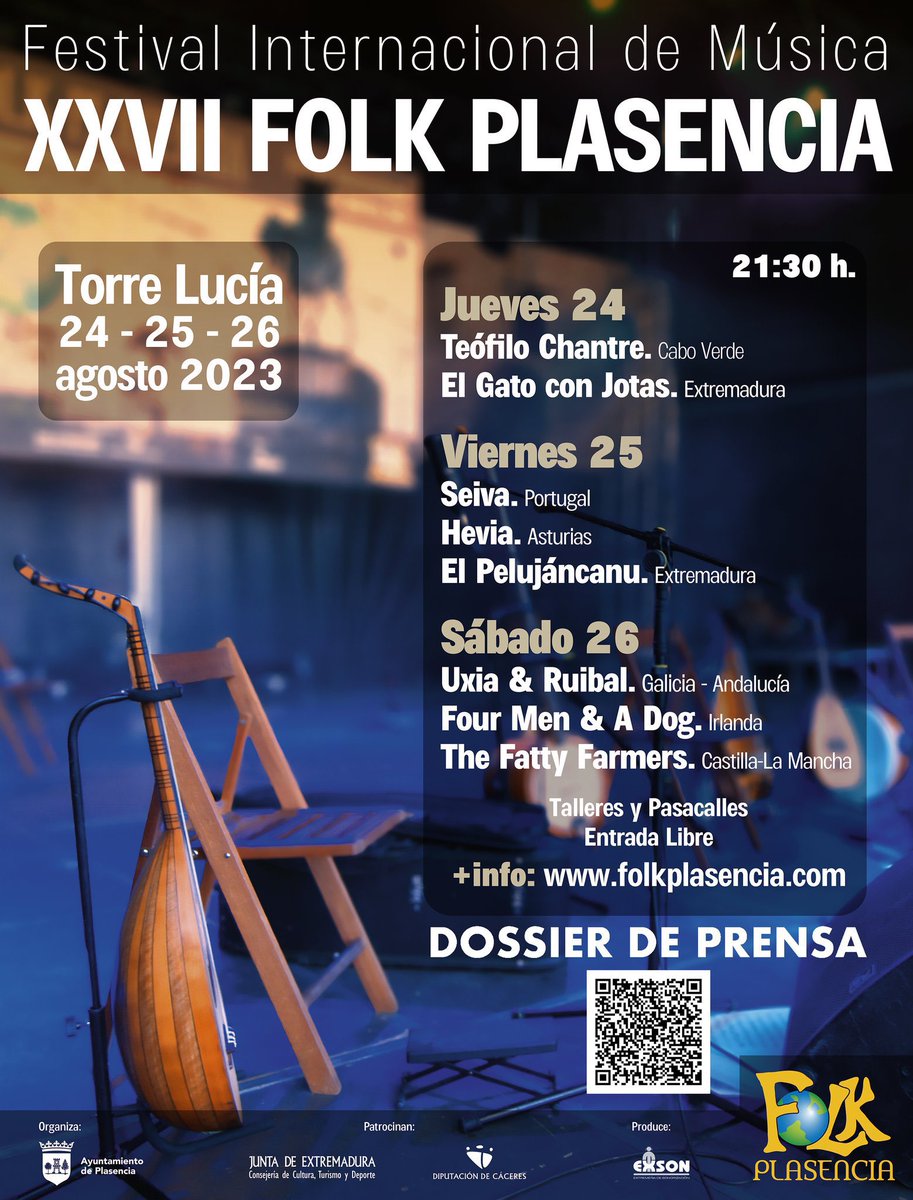 El Folk vuelve a Plasencia

Será los días 24, 25 y 26 de Agosto, en que la ciudad acoge una edición más, y ya van 27, del Festival Internacional #Plasencia #Folk.

Más información: plasenciadigital.com/el-folk-vuelve…