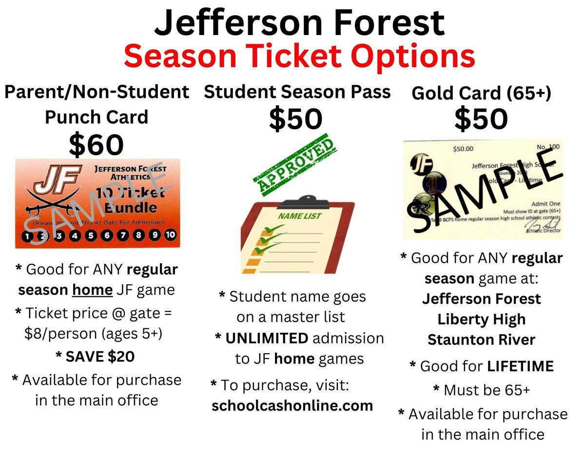 JF Ticketing Options 2023-2024. GoFan Digital Online Tickets Available as well! 🎟