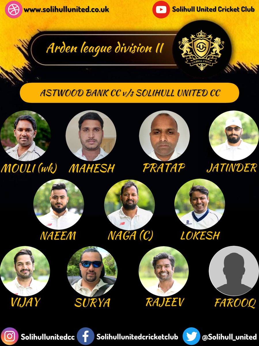 Solihull_united's tweet photo. Sunday team sheet - 1’s playing away game against @astwoodbankcc &amp; 2’s against @StoneleighCC 

#wearesolihullunited #englandcricket #warwickshirecricketleague #lastmanstands #cricket #cricketlovers #sponsor #ardenleague #cricketfans #frogboxlive #frogboxstreaming #frogbox https://t.co/xAdB7o0wUM