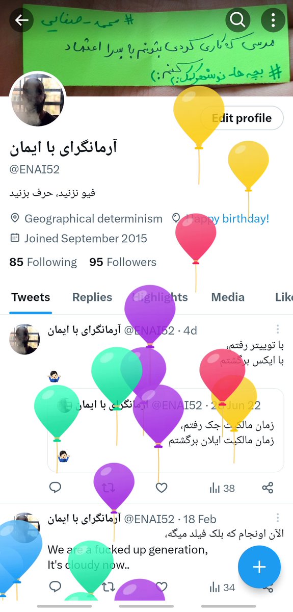 خب، هر چی فکر میکنم نمیدونم چی بگم ولی خب به هر حال با تمام مسائل هنوز هر سال حس خوبی به روز تولدم دارم هر چند که با سن فعلی و بالا رفتنش هنوز نتونستم کنار بیام و تو ذهن خودم هنوز 20 سالمه (: