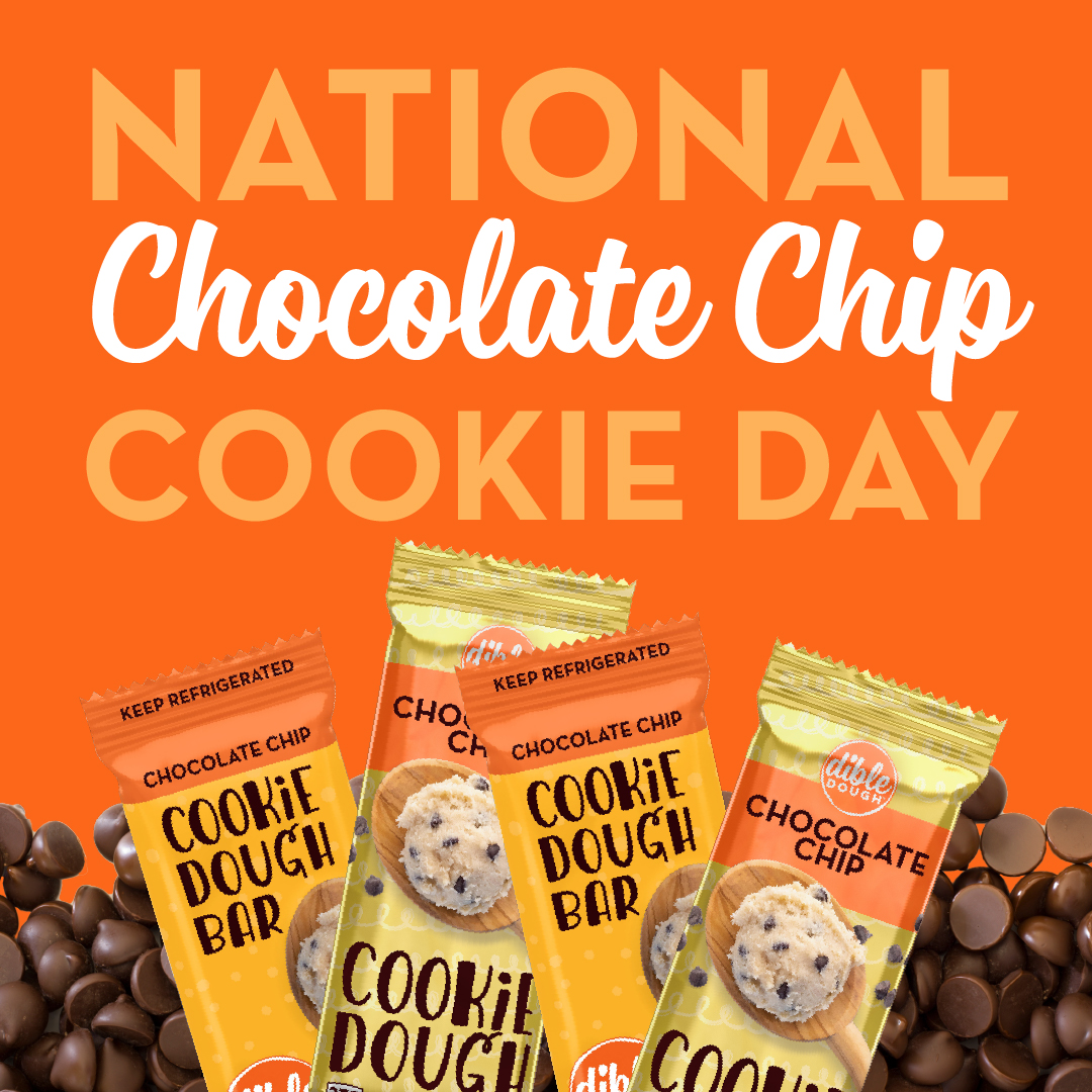 The only thing better than celebrating #NationalChocolateChipCookieDay? Celebrating it with Dible Dough! No baking. No spoons. No mess. 

Grab a bar, take a bite, and Choose Joy with our mouthwatering cookie dough. 
.
.
.
#ediblecookiedough #nobakedessert