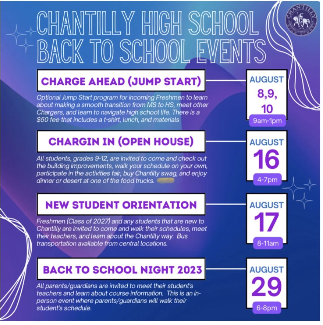 Amy Goodloe (@drgoodloe) on Twitter photo <a href="/Chantilly_HS/">Chantilly High School</a> get ready for the 23-24 SY πWe canβt wait to see you! #LeadtheCHARGE <a href="/Chantilly_HS/">Chantilly High School</a> get ready for the 23-24 SY πWe canβt wait to see you! #LeadtheCHARGE