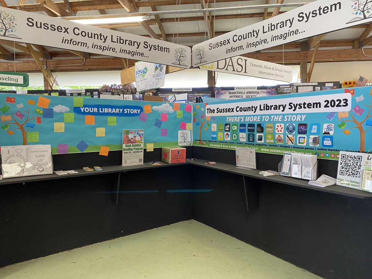 sussexcountylib's tweet image. It's Fair time! Be sure to stop by our booth in the County Building and tell us your library story!

On Children's Day (Tuesday) visit our Youth Services team in the Planet Networks Performing Arts Tent.

#loveyourlibrary #moretothestory #njstatefair #sussexcountyfair