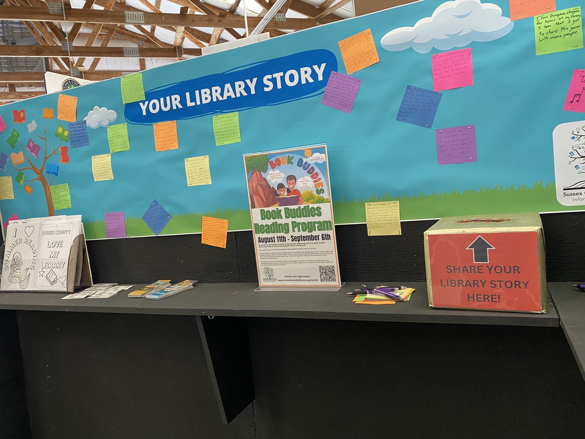 sussexcountylib's tweet image. It's Fair time! Be sure to stop by our booth in the County Building and tell us your library story!

On Children's Day (Tuesday) visit our Youth Services team in the Planet Networks Performing Arts Tent.

#loveyourlibrary #moretothestory #njstatefair #sussexcountyfair