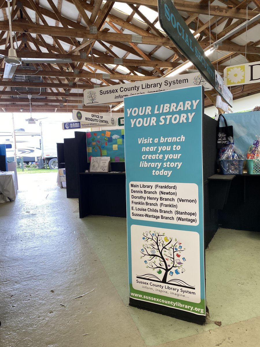 sussexcountylib's tweet image. It's Fair time! Be sure to stop by our booth in the County Building and tell us your library story!

On Children's Day (Tuesday) visit our Youth Services team in the Planet Networks Performing Arts Tent.

#loveyourlibrary #moretothestory #njstatefair #sussexcountyfair